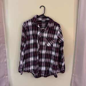 Well Worn Burgundy, Black & White Plaid Shirt